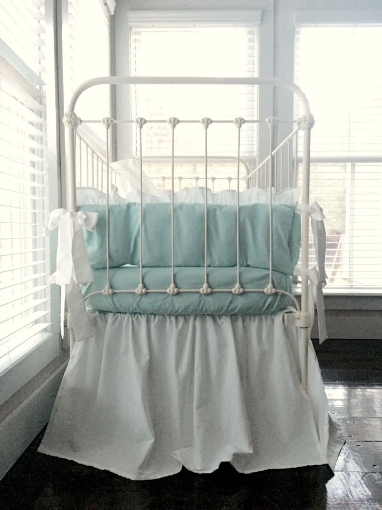 Mist + White | Farmhouse Crib Bedding Set