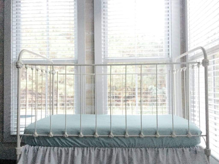 Mist fitted crib sheet in washed cotton, 28 by 52 inches