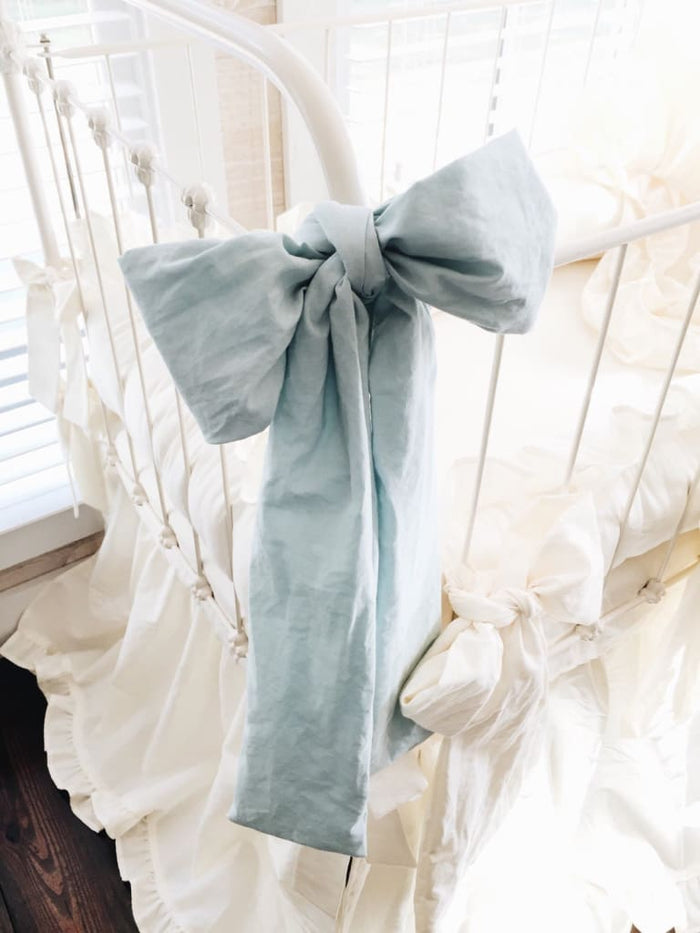 Large mist washed cotton crib bow sash