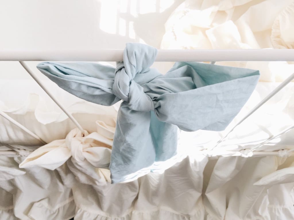 Mist Large Crib Bow handmade heirloom nursery - High Cotton Textile