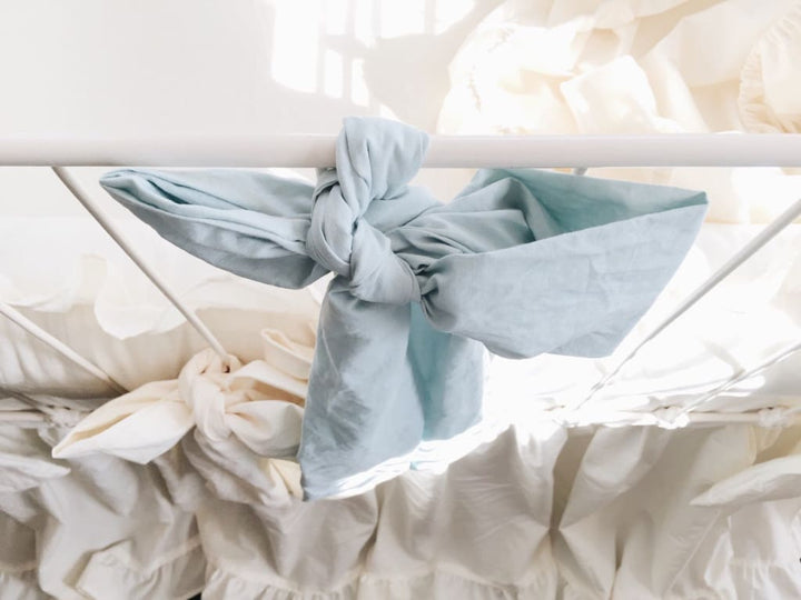 Mist Large Crib Bow handmade heirloom nursery - High Cotton Textile