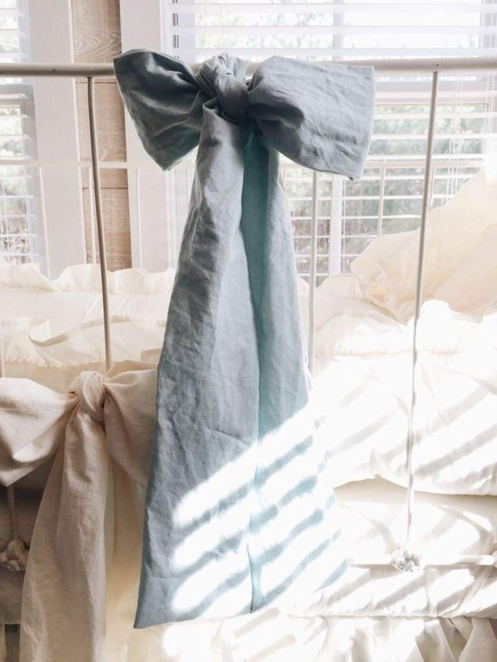 Mist Large Crib Bow handmade heirloom nursery - High Cotton Textile