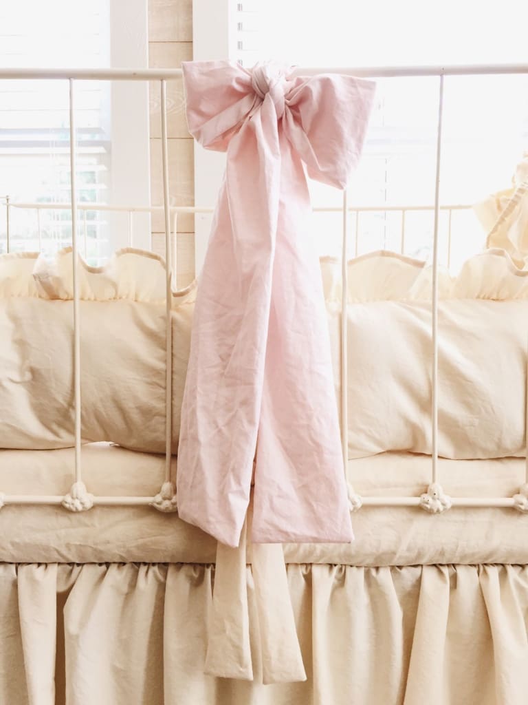Natural + Baby Pink | Farmhouse Crib Bedding Set