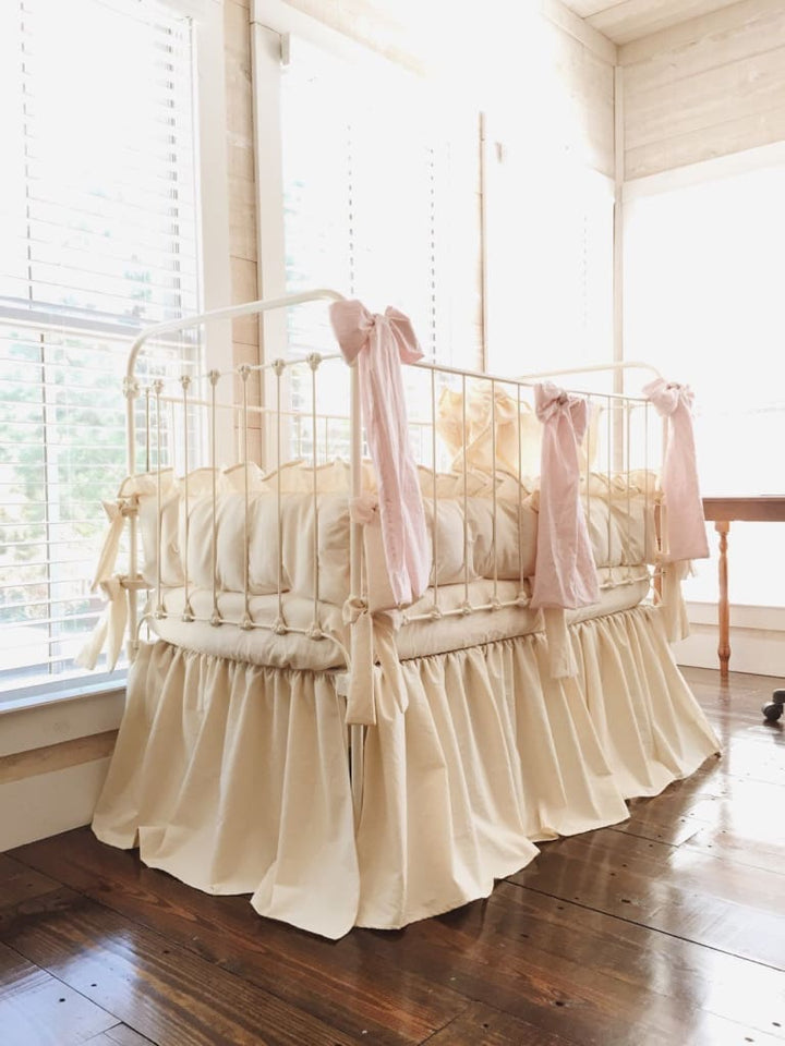 Natural + Baby Pink | Farmhouse Crib Bedding Set