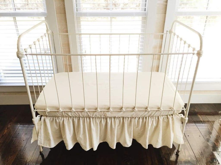 Natural Farmhouse Crib Skirt 12" Length handmade heirloom nursery - High Cotton Textile
