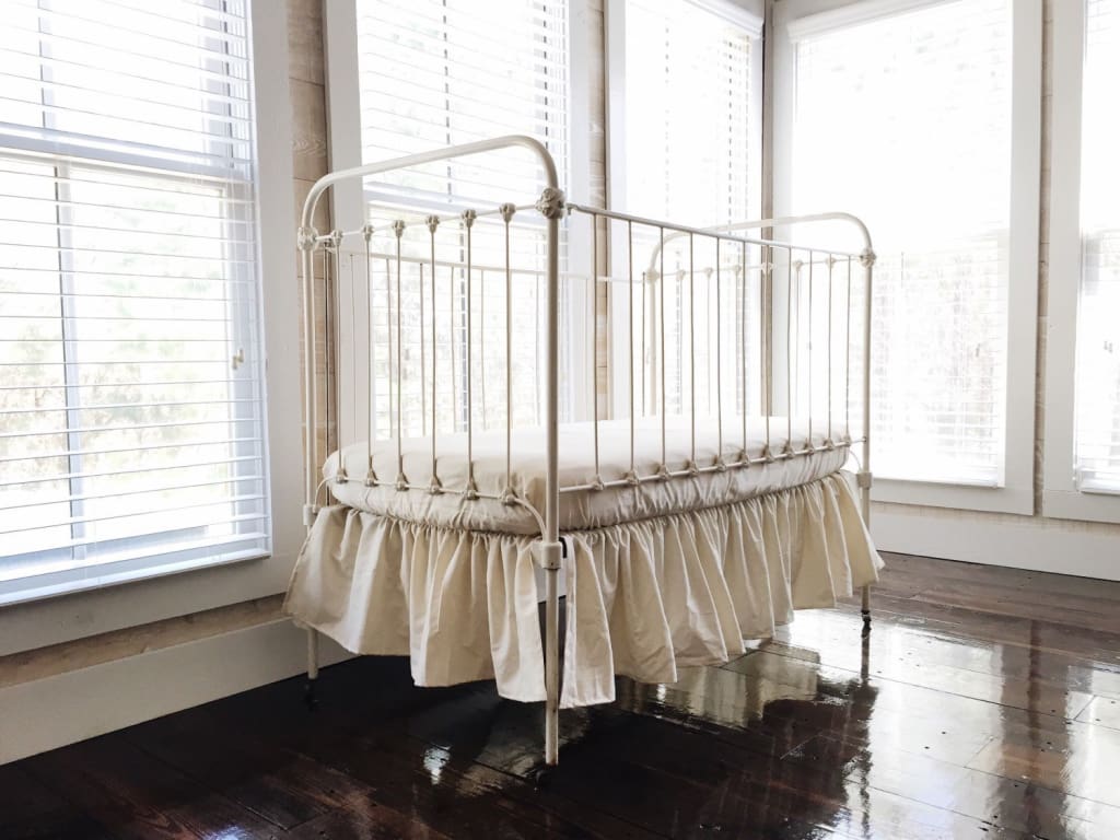 Natural Farmhouse Crib Skirt 12" Length handmade heirloom nursery - High Cotton Textile