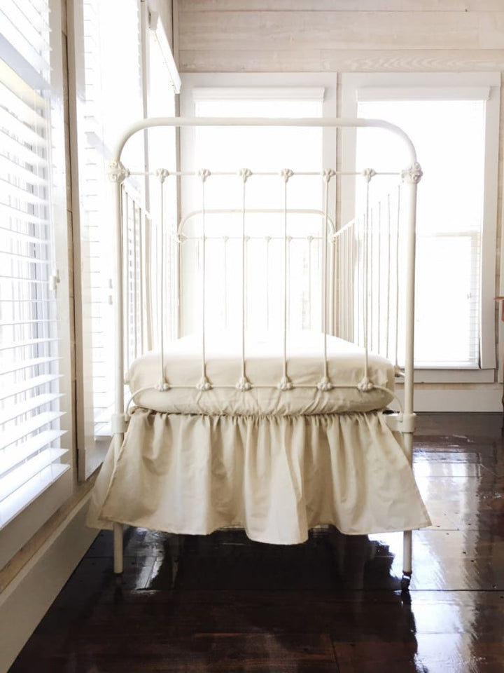 Natural Farmhouse Crib Skirt 12" Length handmade heirloom nursery - High Cotton Textile