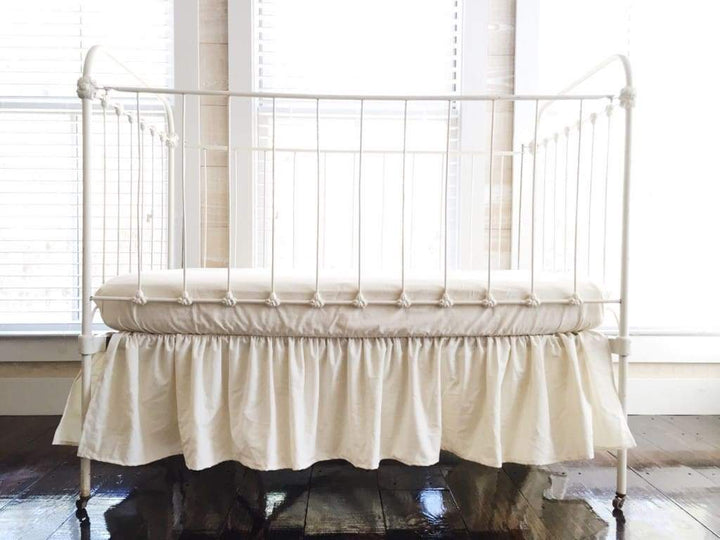Natural Farmhouse Crib Skirt 12" Length handmade heirloom nursery - High Cotton Textile