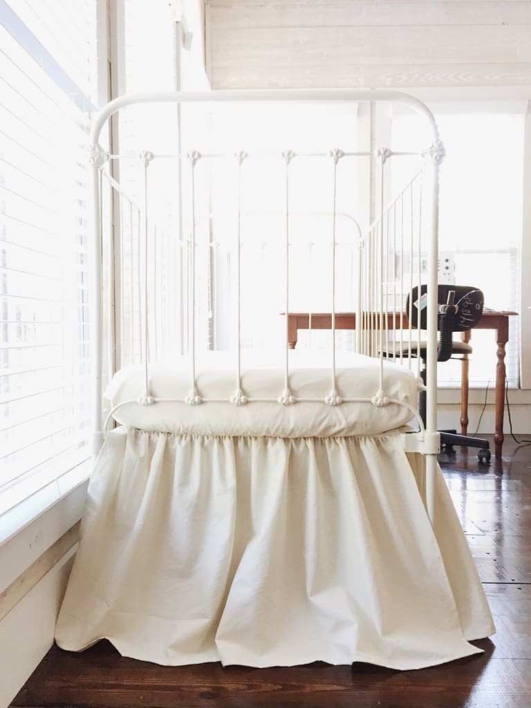 Natural Farmhouse Crib Skirt handmade heirloom nursery - High Cotton Textile