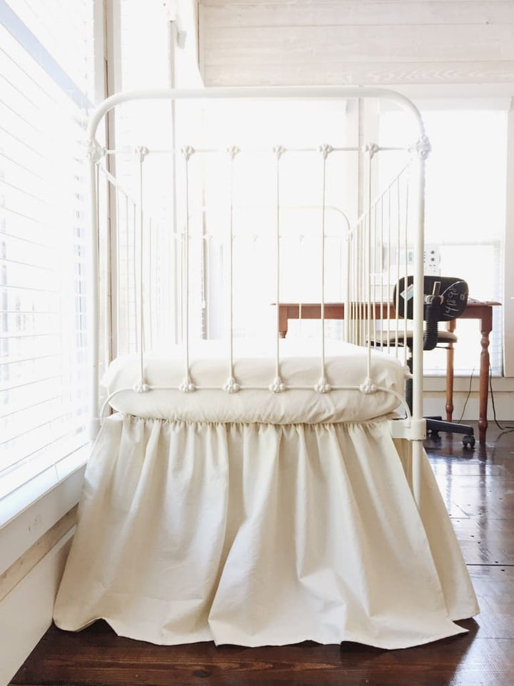 Natural Farmhouse Crib Skirt handmade heirloom nursery - High Cotton Textile