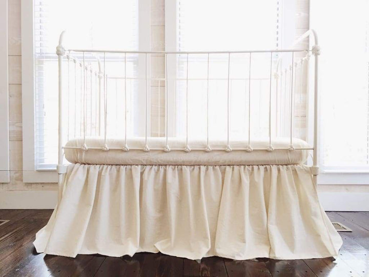 Natural Farmhouse Crib Skirt handmade heirloom nursery - High Cotton Textile