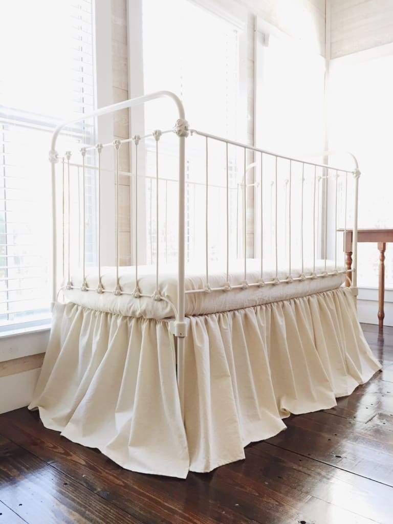 Natural Farmhouse Crib Skirt handmade heirloom nursery - High Cotton Textile