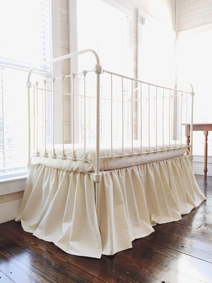 Natural Farmhouse Crib Skirt handmade heirloom nursery - High Cotton Textile