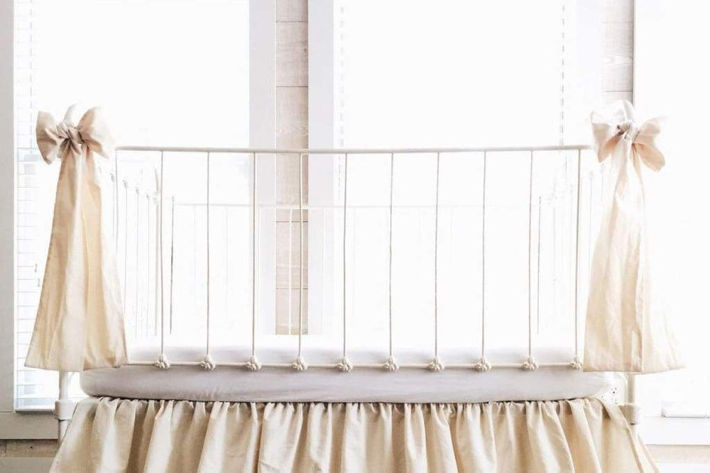 Natural Large Crib Bow handmade heirloom nursery - High Cotton Textile