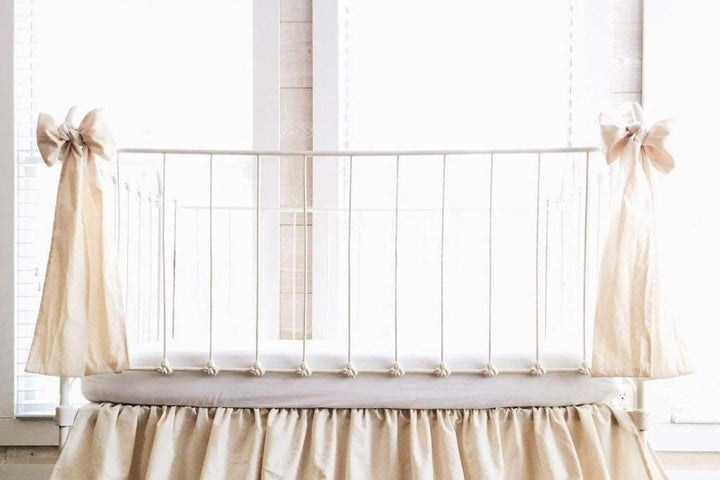 Natural Large Crib Bow handmade heirloom nursery - High Cotton Textile