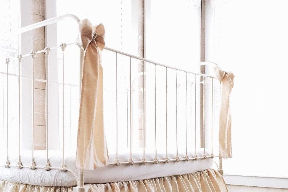 Natural Large Crib Bow handmade heirloom nursery - High Cotton Textile