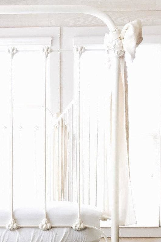 Natural Large Crib Bow handmade heirloom nursery - High Cotton Textile