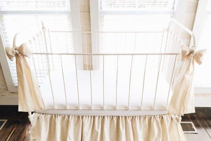 Natural Large Crib Bow handmade heirloom nursery - High Cotton Textile