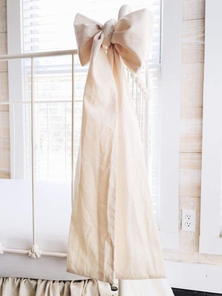 Natural Large Crib Bow handmade heirloom nursery - High Cotton Textile