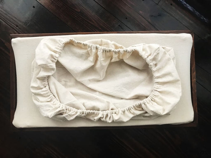Natural osnaburg cotton changing pad cover, 16 by 31.5 by 3 inches