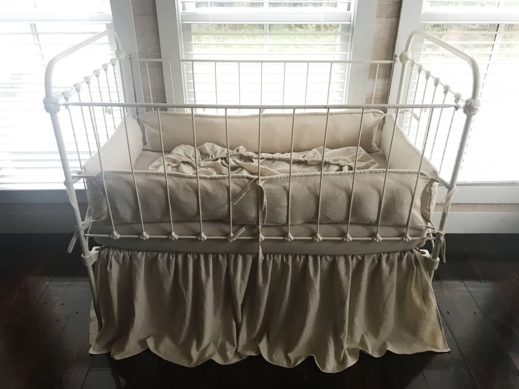 Natural Osnaburg | Farmhouse Tailored Crib Bedding Collection