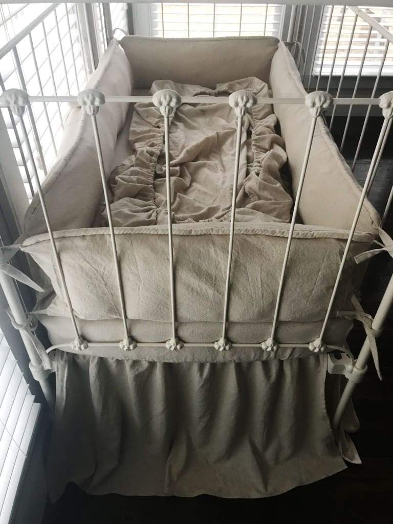 Natural Osnaburg Fitted Crib Sheet handmade heirloom nursery - High Cotton Textile