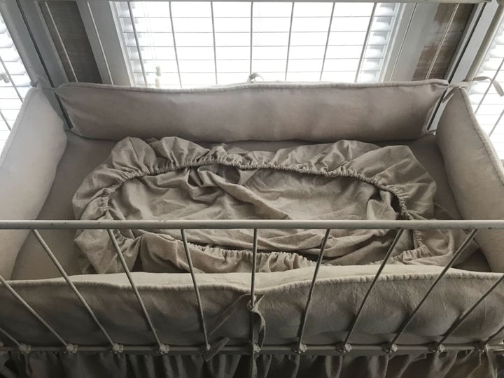 Natural Osnaburg Fitted Crib Sheet handmade heirloom nursery - High Cotton Textile