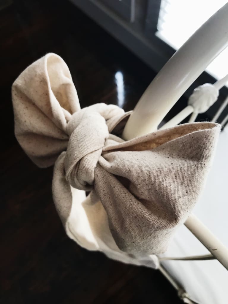 Natural Osnaburg Large Crib Bow handmade heirloom nursery - High Cotton Textile