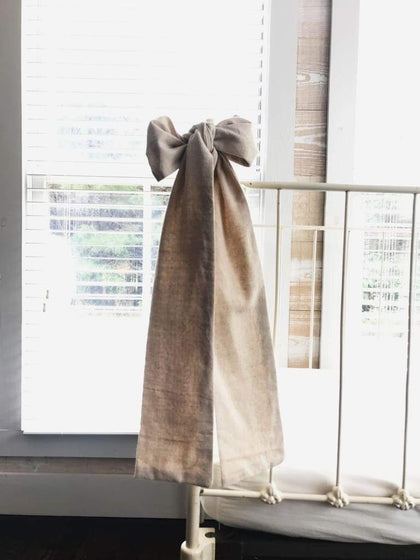 Large natural osnaburg cotton crib bow sash