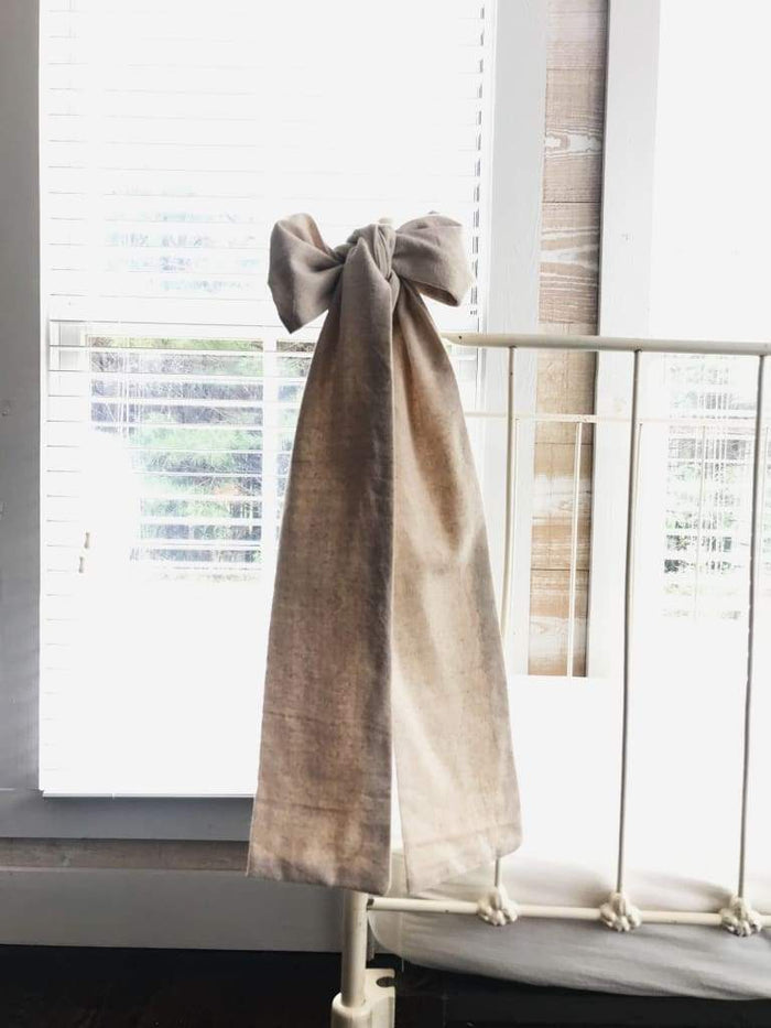 Large natural osnaburg cotton crib bow sash