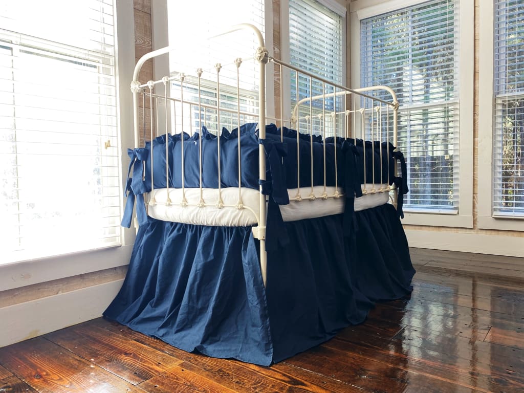 Navy Blue Farmhouse Crib Bedding Set