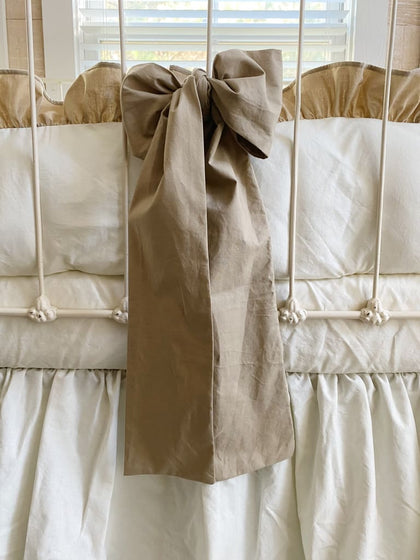 Large oatmeal washed cotton crib bow sash