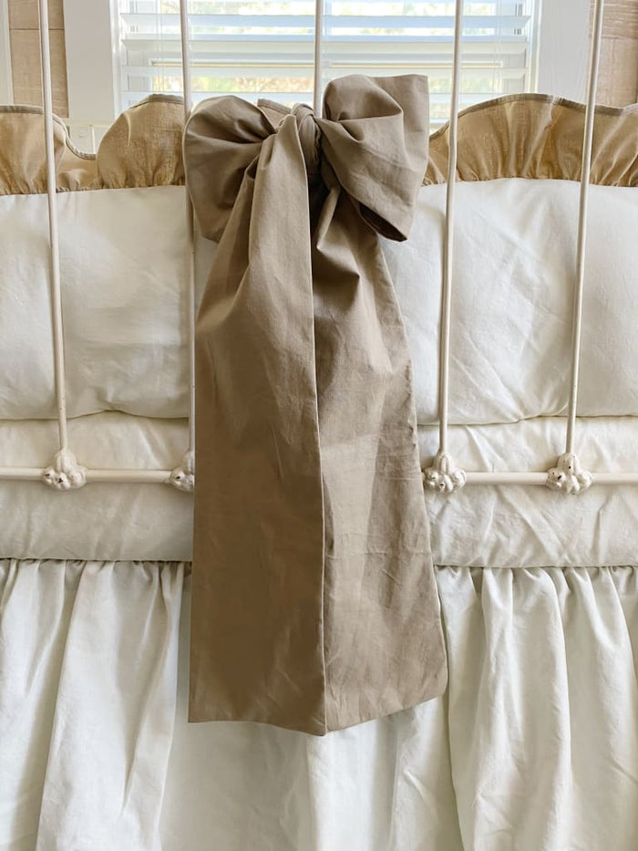 Large oatmeal washed cotton crib bow sash