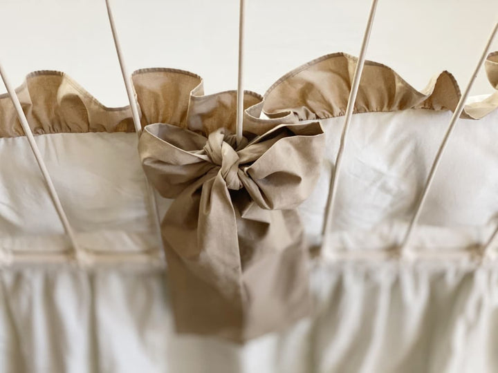 Oatmeal Large Crib Bow handmade heirloom nursery - High Cotton Textile