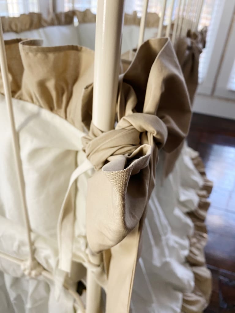 Oatmeal Large Crib Bow handmade heirloom nursery - High Cotton Textile
