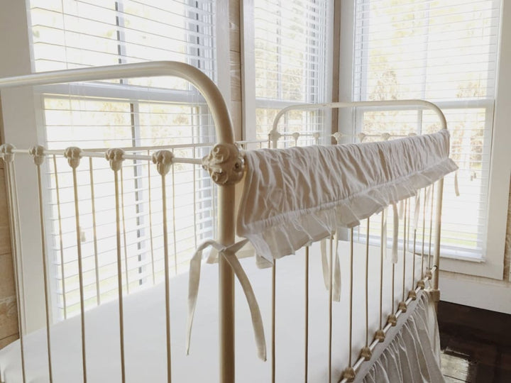 Crib Protector Ruffle Personalized Ruffled Crib Rail Cover | Farmhouse Baby Bedding