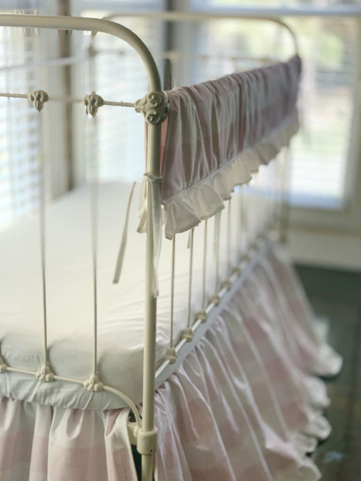 Pink Buffalo Check Crib Bedding Set with Ruffle – Personalized Option Available handmade heirloom nursery - High Cotton Textile