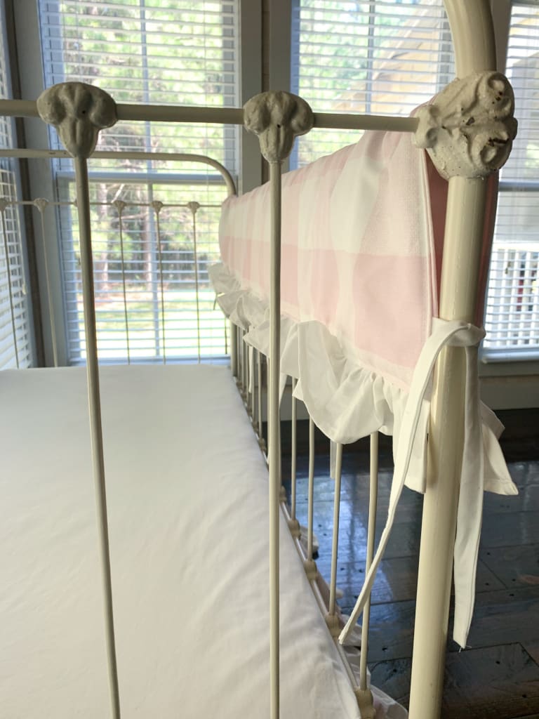 Pink Buffalo Check Crib Bedding Set with Ruffle – Personalized Option Available handmade heirloom nursery - High Cotton Textile