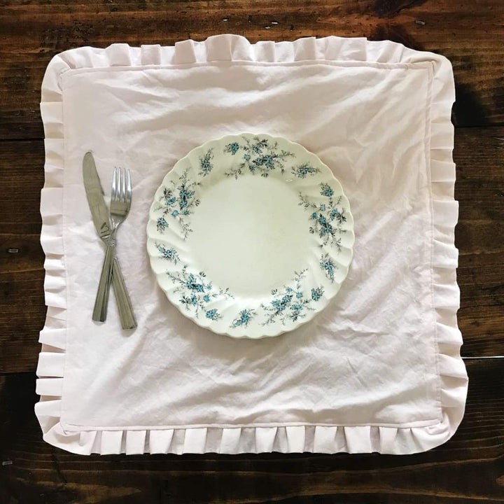 Pink Farmhouse Ruffle Napkin handmade heirloom nursery - High Cotton Textile