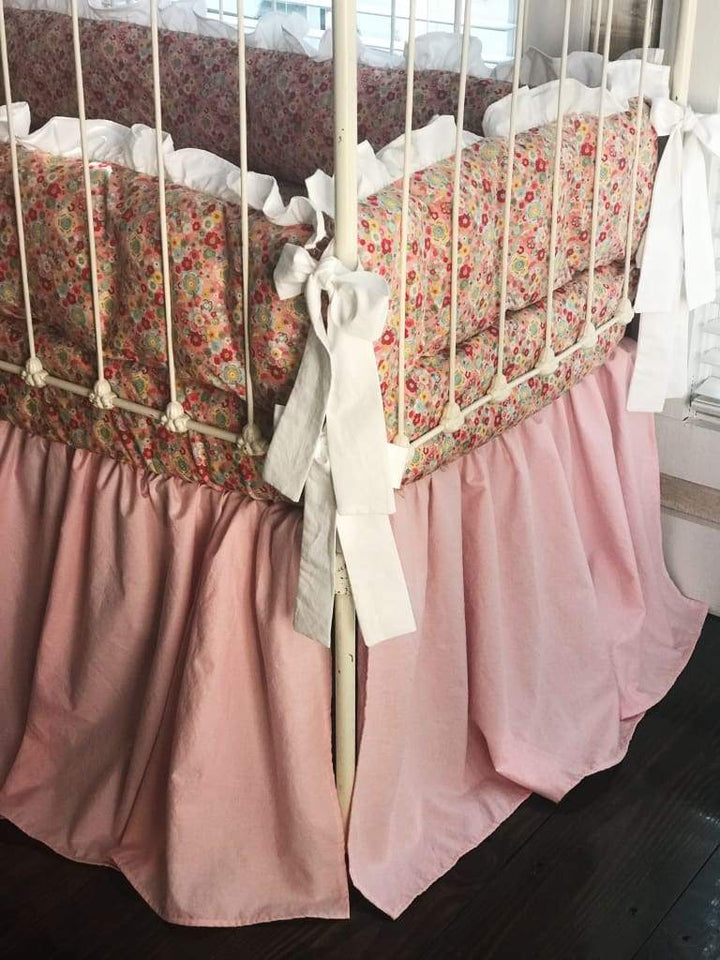 Pink Floral | Crib Bedding Set