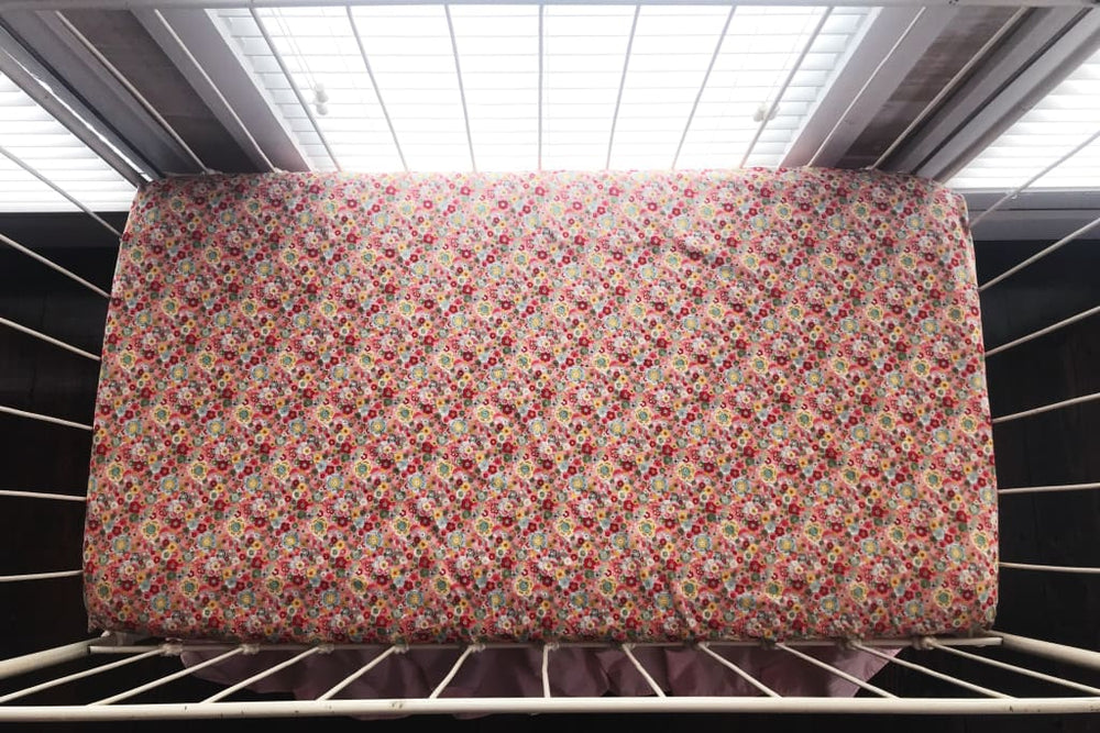 Pink Floral Fitted Crib Sheet handmade heirloom nursery - High Cotton Textile