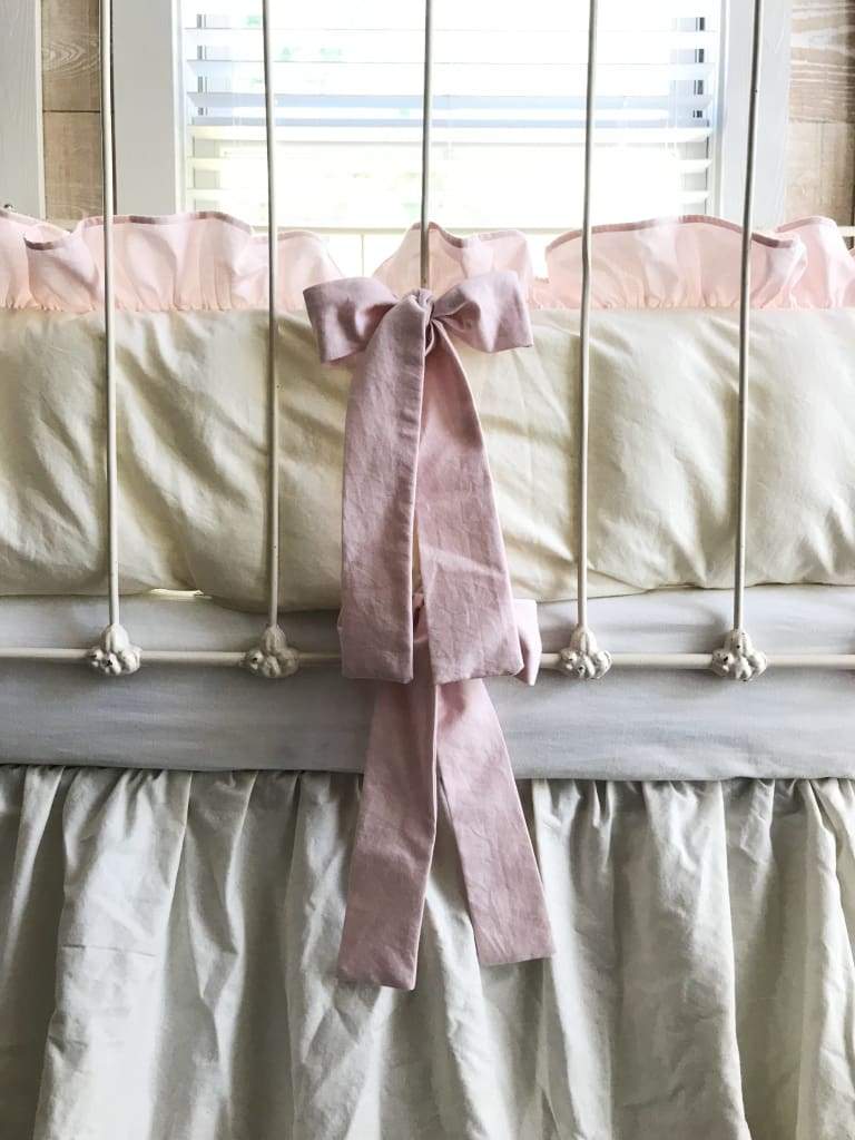 Porcelain and Baby Pink | Ruffled Crib Bedding Set