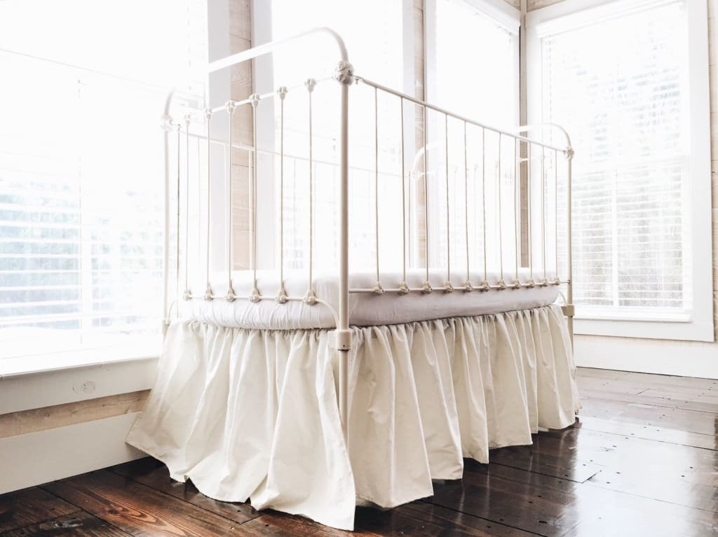 Porcelain Farmhouse Basic Crib Skirt handmade heirloom nursery - High Cotton Textile