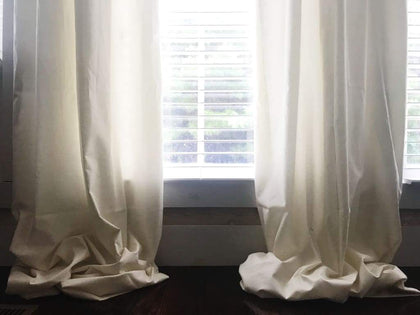 Porcelain farmhouse nursery curtains in washed cotton