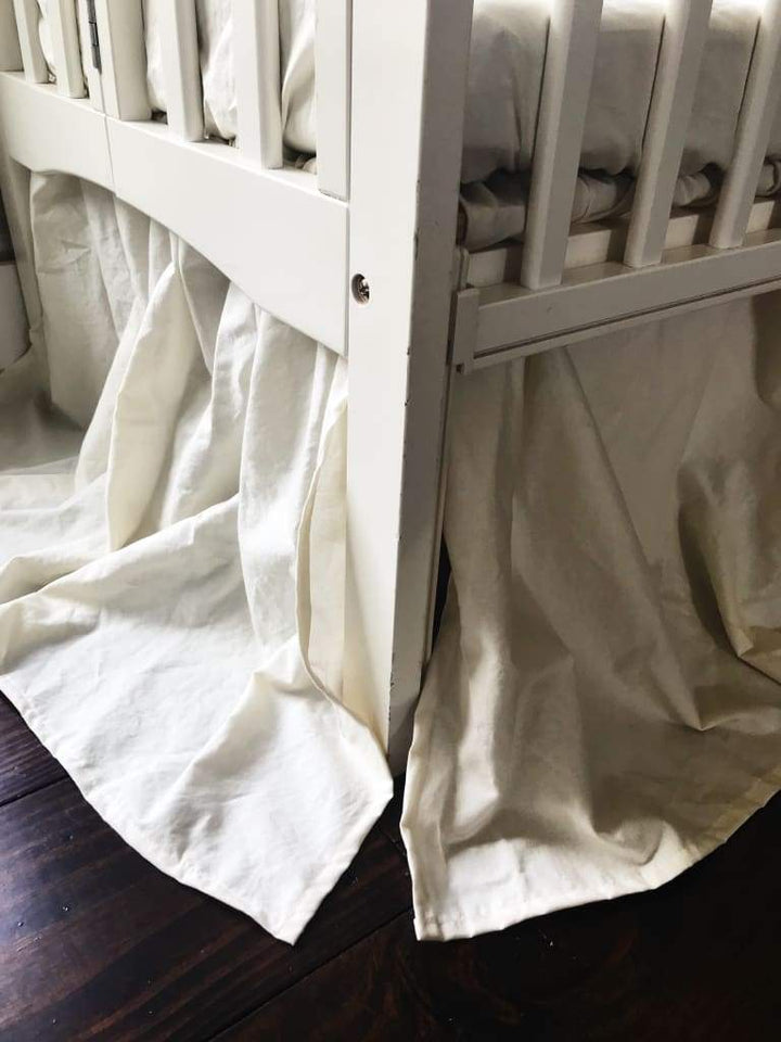 Porcelain Farmhouse Mini Crib Skirt handmade heirloom nursery - High Cotton Textile