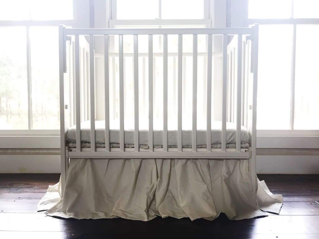 Porcelain Farmhouse Mini Crib Skirt handmade heirloom nursery - High Cotton Textile