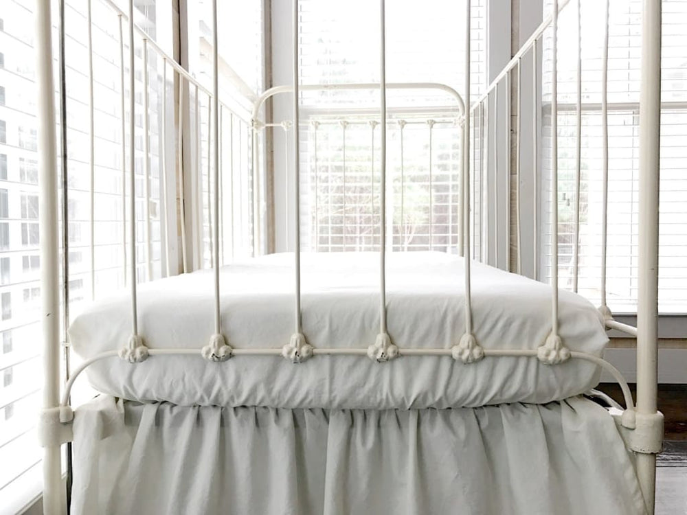 Porcelain Fitted Crib Sheet handmade heirloom nursery - High Cotton Textile