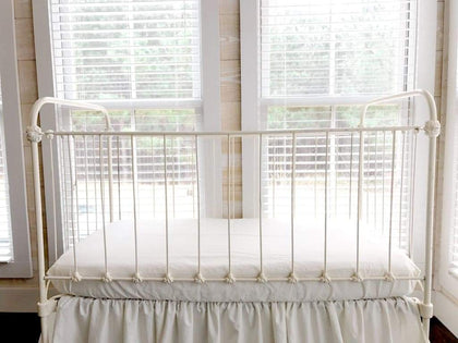 Porcelain fitted crib sheet in washed cotton, 28 by 52 inches