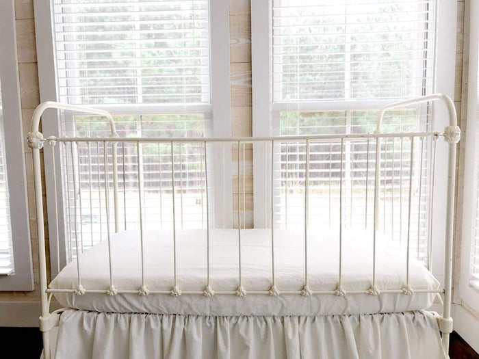 Porcelain fitted crib sheet in washed cotton, 28 by 52 inches