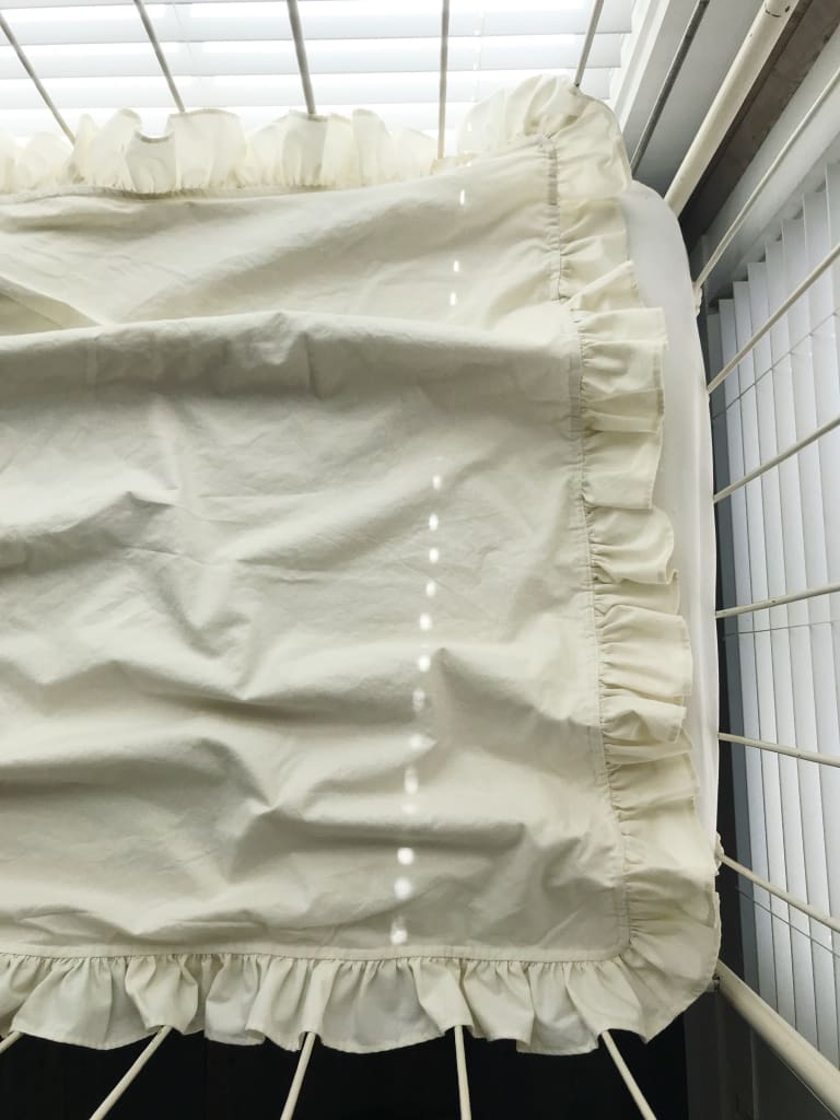 Porcelain Ruffled Crib Blanket handmade heirloom nursery - High Cotton Textile